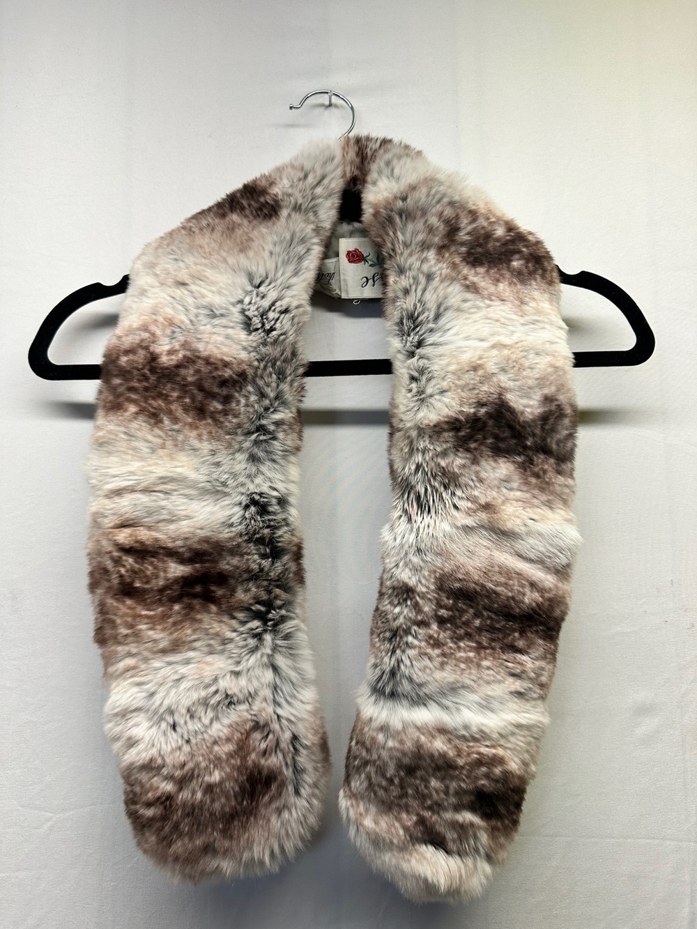 Vintage Genuine Fur Collar Scarf - Cream & Brown